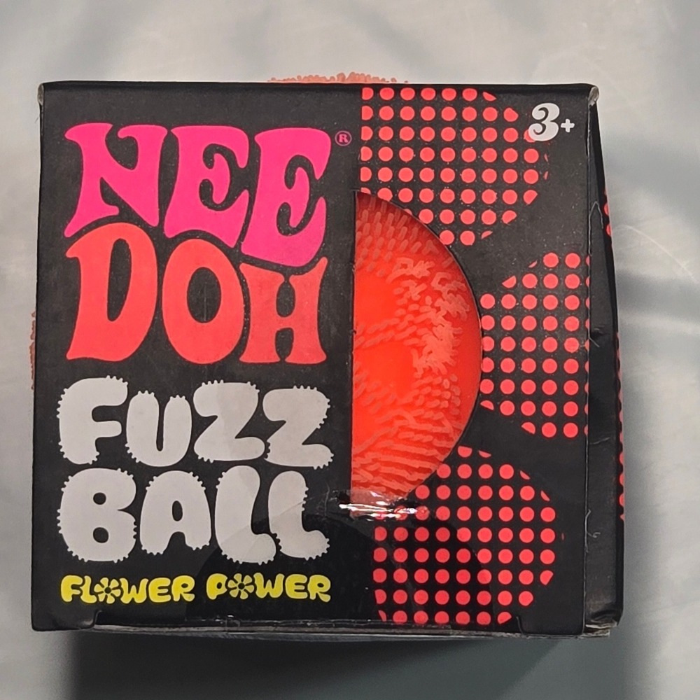 Viral NeeDoh Fuzz Ball Flower Power Orange Velvet Squeeze Fidget Toy NEW - Picture 6 of 6